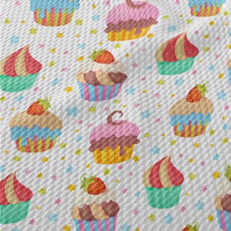 Colorfully Decorated Cupcakes Birdseye Piqué