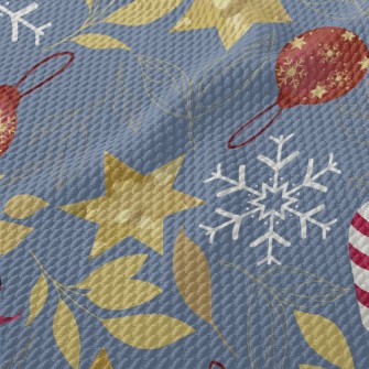 Snowflake Gold Star Decoration Birdseye Piqué
