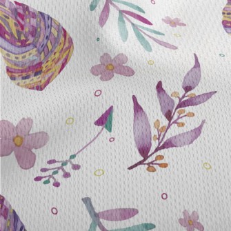 Watercolor Doodle Leaves Athletic Mesh Flat Back