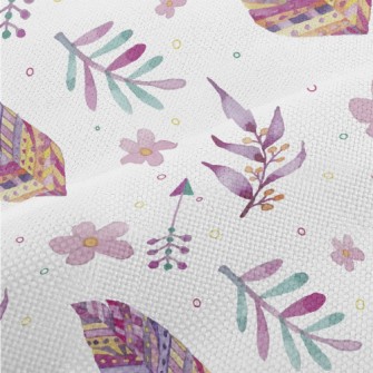 Watercolor Doodle Leaves Performance Linen