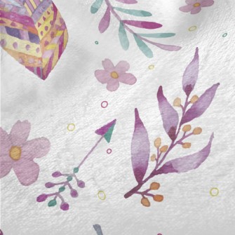 Watercolor Doodle Leaves Minky