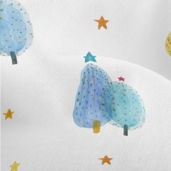 Watercolor Christmas Tree Lightweight Performance Linen