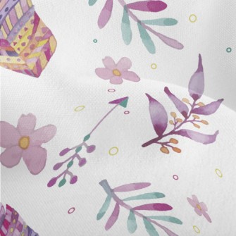 Watercolor Doodle Leaves Lightweight Performance Linen
