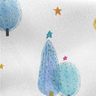 Watercolor Christmas Tree Jersey Backed Fleece