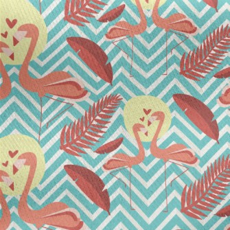 Flamingo In Love Jersey Backed Fleece