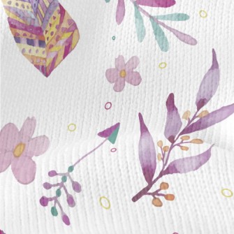 Watercolor Doodle Leaves Stretch Jersey