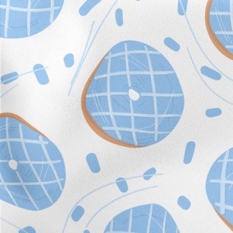 Water Blue Checkered Donut Lightweight Cotton Poplin