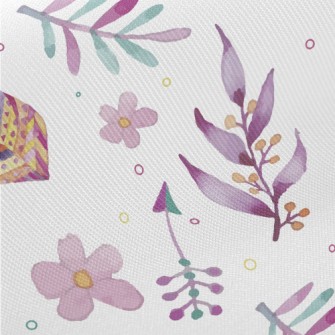 Watercolor Doodle Leaves Midweight Cotton Poplin