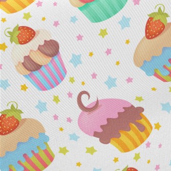 Colorfully Decorated Cupcakes Midweight Cotton Poplin