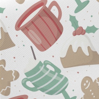 Gingerbread Cookies With Cup Midweight Cotton Poplin