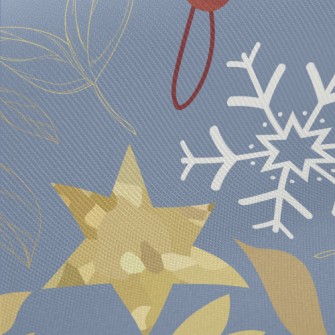 Snowflake Gold Star Decoration Midweight Cotton Poplin