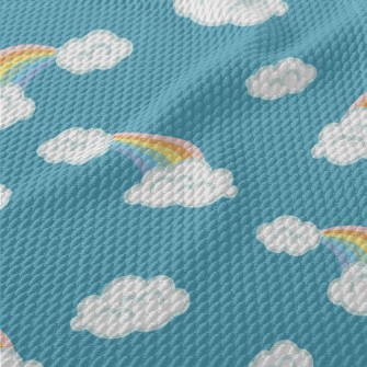 White Clouds And Rainbow Birdseye Piqué
