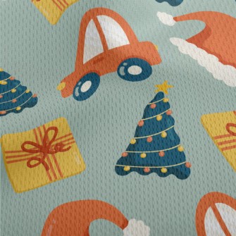 Santa Hat Christmas Tree Athletic Mesh Flat Back