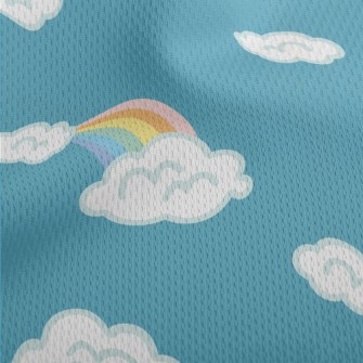 White Clouds And Rainbow Athletic Mesh Flat Back