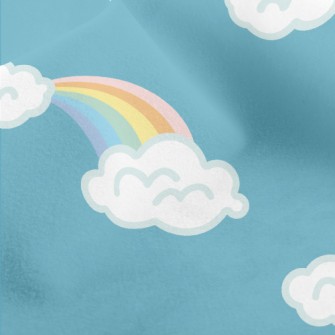 White Clouds And Rainbow Micro Fleece