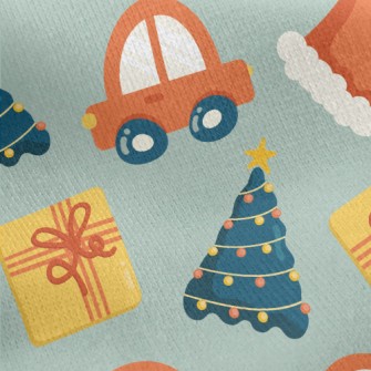 Santa Hat Christmas Tree Jersey Backed Fleece