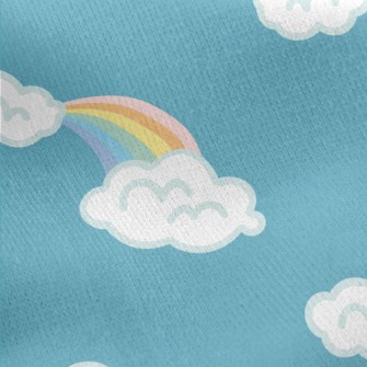 White Clouds And Rainbow Jersey Backed Fleece