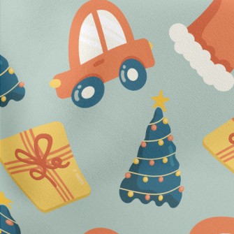 Santa Hat Christmas Tree Lightweight Cotton Poplin