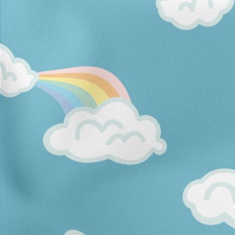 White Clouds And Rainbow Lightweight Cotton Poplin