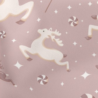 Flying Christmas Reindeer Lightweight Cotton Poplin