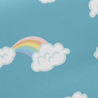 White Clouds And Rainbow Midweight Cotton Poplin