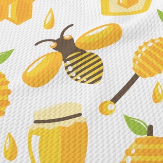 Bees Collecting Honey Birdseye Piqué