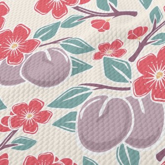 Plums And Plum Blossoms Birdseye Piqué