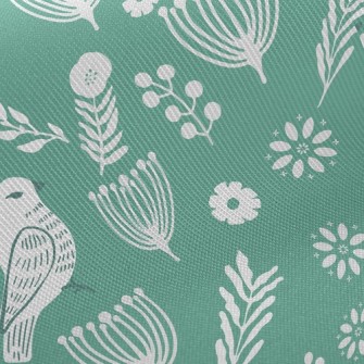 Flowers And Temperamental Bird Twill