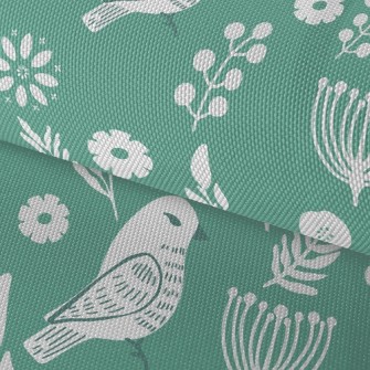 Flowers And Temperamental Bird Waterproof Oxford