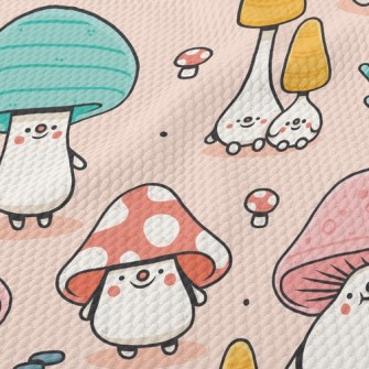 Cute Mushroom Man Birdseye Piqué