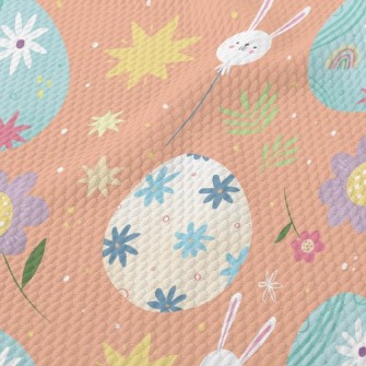 Easter Eggs And Bunny Birdseye Piqué