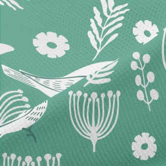 Flowers And Temperamental Bird Piqué