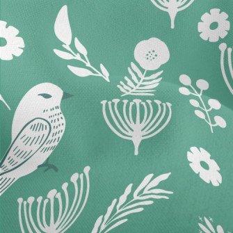 Flowers And Temperamental Bird Lightweight Performance Linen