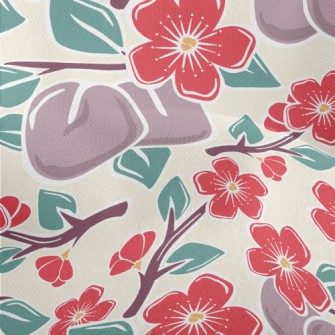 Plums And Plum Blossoms Lightweight Performance Linen