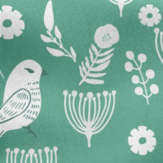 Flowers And Temperamental Bird Jersey Backed Fleece
