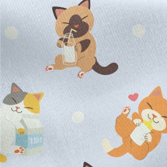 Cat Who Loves To Drink Milk Jersey Backed Fleece