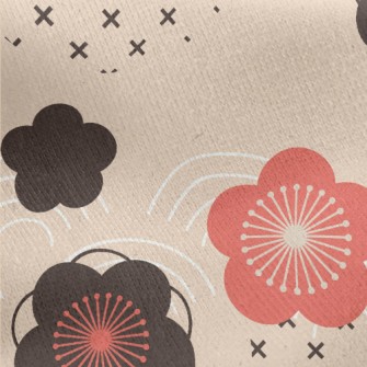 Chinese Style Plum Blossom Jersey Backed Fleece
