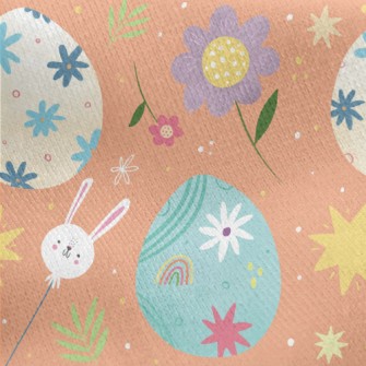 Easter Eggs And Bunny Jersey Backed Fleece