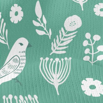 Flowers And Temperamental Bird Stretch Jersey
