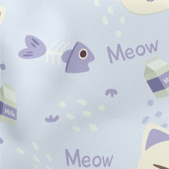 Cat Fish Bones And Milk Lightweight Cotton Poplin