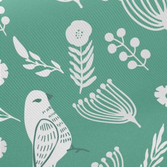 Flowers And Temperamental Bird Midweight Cotton Poplin