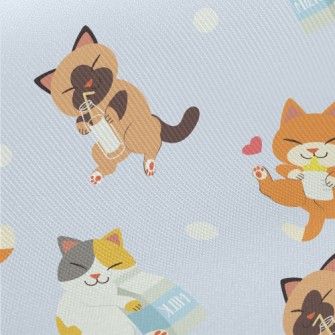 Cat Who Loves To Drink Milk Midweight Cotton Poplin