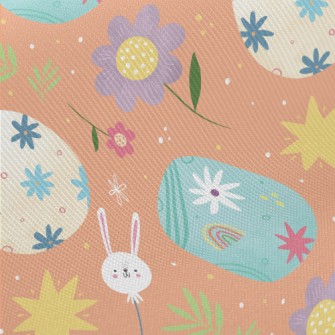 Easter Eggs And Bunny Midweight Cotton Poplin