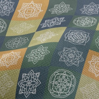 Checkered Coil Flower Performance Linen