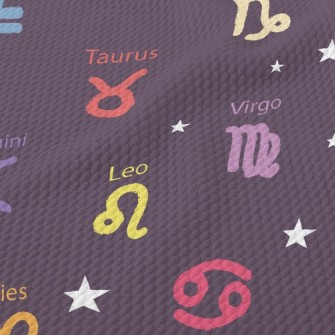 Colorful Horoscope Symbols Birdseye Piqué