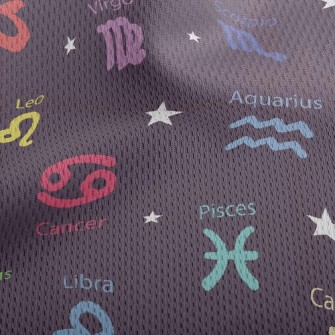Colorful Horoscope Symbols Athletic Mesh Flat Back