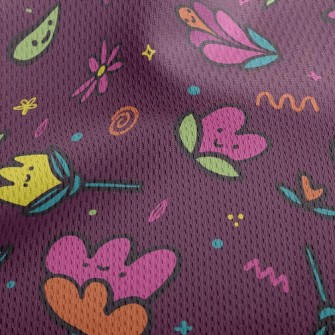 Childlike Shy Flowers Athletic Mesh Flat Back