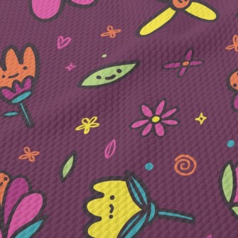 Childlike Shy Flowers Birdseye Piqué