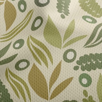 Green Growing Leaves Athletic Mesh Flat Back