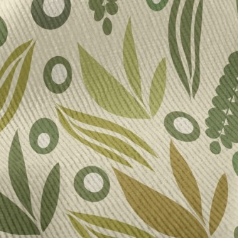 Green Growing Leaves Standard Corduroy